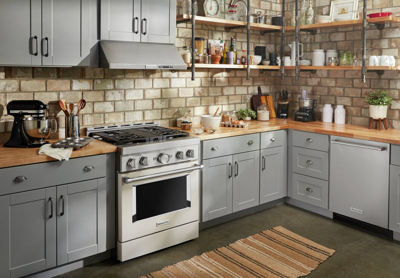 KitchenAid 4.1 Cu. Ft. Smart Gas Range with Self-Clean - Milkshake - KFGC500JMH