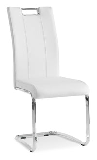 Tuxedo Dining Chair with Vegan-Leather Fabric, Metal - White 