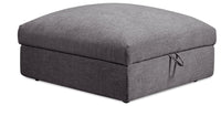 Lotus Chenille Ottoman - Charcoal 