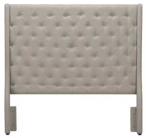 Madrid Upholstered Wingback Headboard in Taupe Fabric, Button Tufted - Queen Size