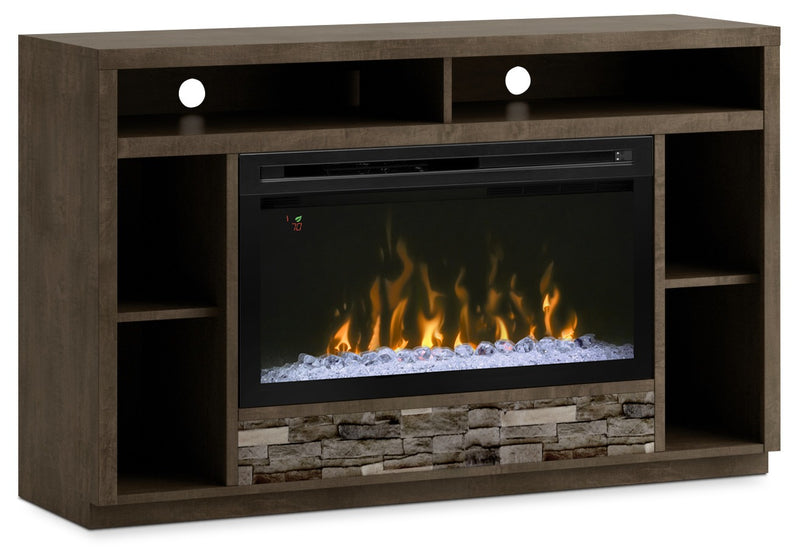Arlington 60\" TV Stand with Glass Ember Firebox – Bordeaux