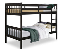 Miko Bunk Bed with Ladder & Guard Rail for Kids, Espresso - Twin/Twin 