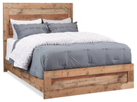 Mojave Panel Bed with Headboard & Frame, Rustic, Brown - Queen Size 