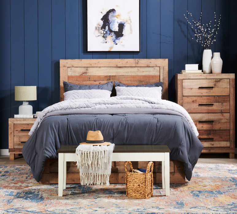 Mojave 5pc Bedroom Set with Bed, Dresser & Mirror, Rustic, Brown - Queen Size