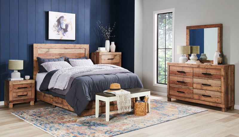 Mojave 5pc Bedroom Set with Bed, Dresser & Mirror, Rustic, Brown - Queen Size