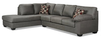 Morty 2-Piece Leather-Look Fabric Left-Facing Sofa Bed Sectional - Grey 