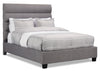 Naya Upholstered Bed in Grey Fabric, Tufted - Queen Size