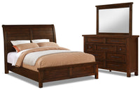 Sonoma 5pc Bedroom Set with Bed, Dresser & Mirror, Mango Brown - Queen Size 