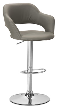 Monarch Barstool with Swivel & Adjustable Seat, Vegan Leather Fabric, Metal - Grey 