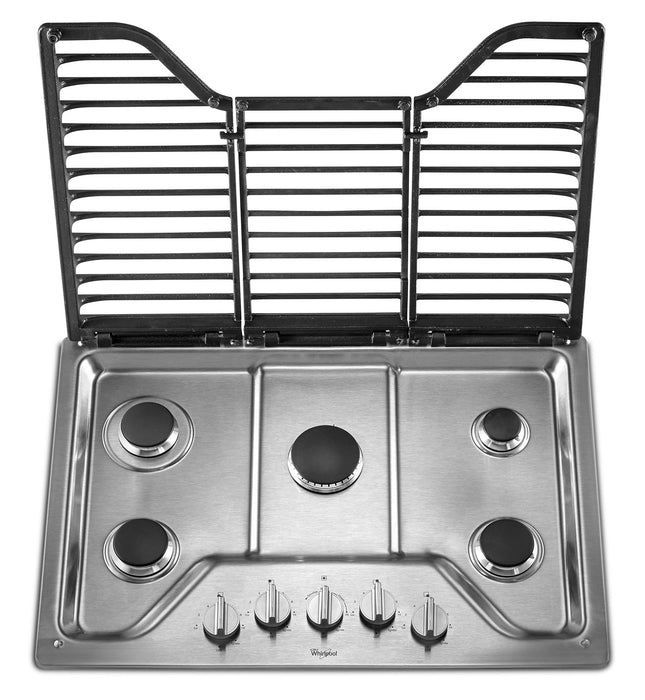 Whirlpool® 30-inch 5 Burner Gas Cooktop with EZ-2-Lift™ Hinged Cast-Iron Grates - WCG97US0HS