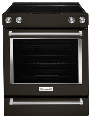 KitchenAid 6.4 Cu. Ft. Electric Range with AquaLift® and Self-Clean - Black Stainless Steel with PrintShield™ Finish - YKSEG700EBS