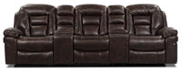 Leo 5-Piece Faux Leather Home Theatre Reclining Sectional with Storage Consoles and Cupholders - Walnut Brown 