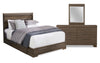 Olivia 5pc Bedroom Set with Storage Bed, Dresser & Mirror, Made in Canada, Grey - Full Size