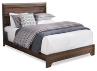 Olivia Panel Bed with Headboard & Frame, Made in Canada, Grey - Queen Size 