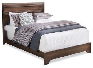 Olivia Panel Bed with Headboard & Frame, Made in Canada, Grey - Queen Size