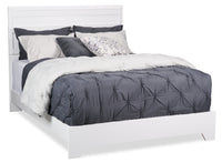 Olivia Panel Bed with Headboard & Frame, Made in Canada, White - Queen Size 