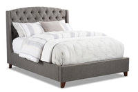 Oslo Upholstered Wingback Bed in Grey Fabric, Button Tufted - King Size 