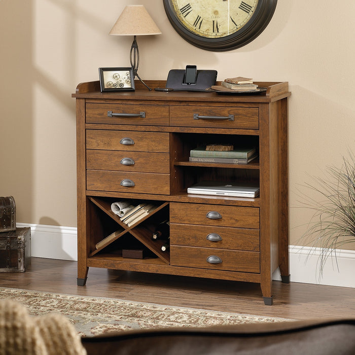 Carson Forge Accent Cabinet with Wine Storage – Washington Cherry