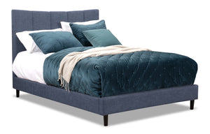 Paseo Upholstered Platform Bed in Navy Fabric - Full Size