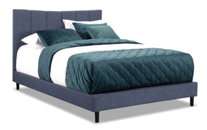 Paseo Upholstered Platform Bed in Navy Fabric - Queen Size