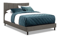 Paseo Upholstered Platform Bed in Grey Fabric - Queen Size 