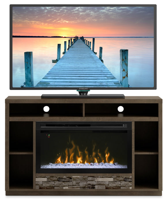 Arlington 60\" TV Stand with Glass Ember Firebox – Bordeaux