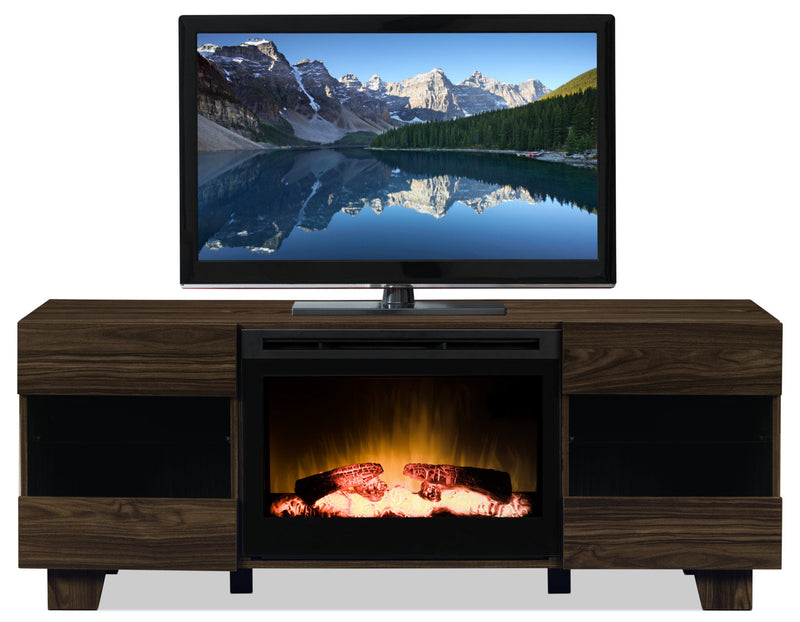 Max 62\" TV Stand with Log Firebox – Elm Brown