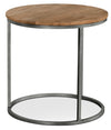 Veranasi 24\" Rustic Round End Table - Washed Light Brown Wood Top and Iron Legs
