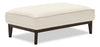 Cindy Crawford Home Gena 45\" Linen-Look Fabric Ottoman with Wood Base and Legs - Cotton White