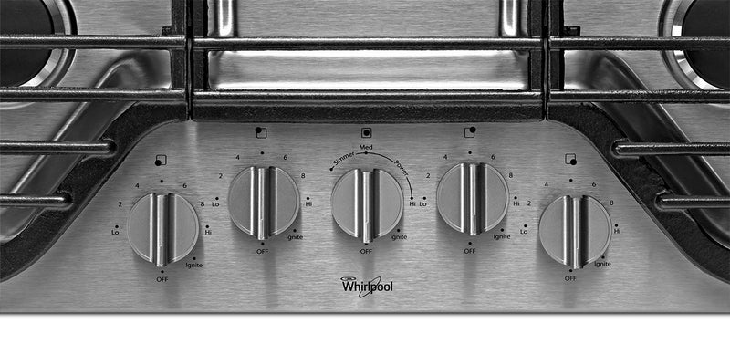 Whirlpool® 30-inch 5 Burner Gas Cooktop with EZ-2-Lift™ Hinged Cast-Iron Grates - WCG97US0HS