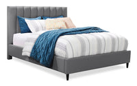 Kort & Co. Rain Upholstered Platform Bed in Grey Fabric, Tufted - Queen Size 