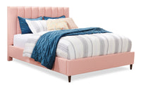 Kort & Co. Rain Upholstered Platform Bed in Pink Fabric, Tufted - King Size 