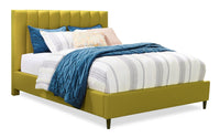 Kort & Co. Rain Upholstered Platform Bed in Green Fabric, Tufted - King Size 