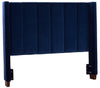 Reid Upholstered Wingback Headboard in Blue Velvet Fabric, Tufted - King Size