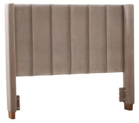 Reid Upholstered Wingback Headboard in Grey Velvet Fabric, Tufted - King Size 