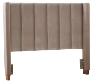 Reid Upholstered Wingback Headboard in Grey Velvet Fabric, Tufted - King Size