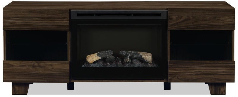 Max 62\" TV Stand with Log Firebox – Elm Brown