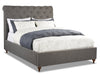 Roma Upholstered Bed in Grey Linen-Look Fabric, Button Tufted - Queen Size