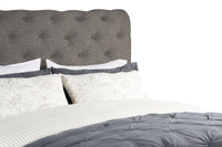 Roma Upholstered Headboard in Grey Linen-Look Fabric, Button Tufted - King Size 