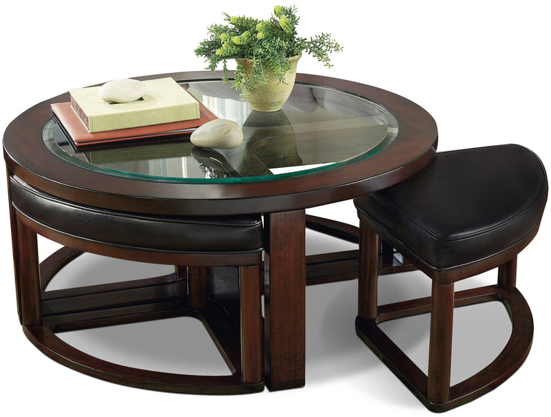 Sierra Coffee Table with Four Ottoman Wedge Stools
