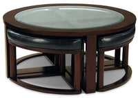Sierra Coffee Table with Four Ottoman Wedge Stools