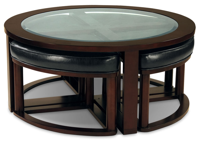 Sierra Coffee Table with Four Ottoman Wedge Stools