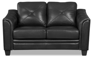 Andi Leather-Look Fabric Loveseat - Black