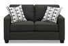 Sawyer Linen-Look Fabric Loveseat - Charcoal Grey