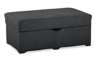 Sawyer Linen-Look Fabric Ottoman - Charcoal Grey 