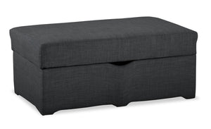 Sawyer Linen-Look Fabric Ottoman - Charcoal Grey