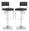 Square-Tufted Wide Adjustable Bar Stool, Set of 2 - Black