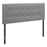 Estel Upholstered Headboard in Grey Vegan Leather Fabric, Button Tufted - Full Size 