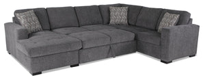 Legend 3-Piece Left-Facing Chenille Sleeper Sectional Sofa - Pepper