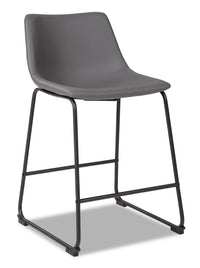 Cole Counter-Height Stool with Vegan Leather Fabric, Metal - Grey 